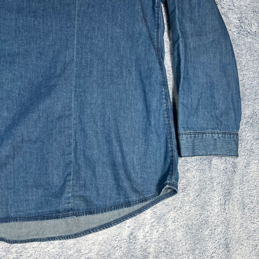 J. Jill Denim Button Down Shirt Womens XL Blue Cotton Long Sleeve Pocket - Picture 15 of 16